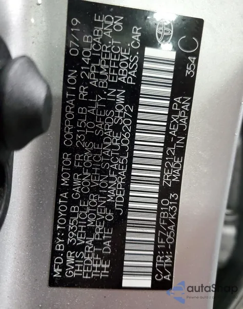 2020 Toyota Corolla Le из США, поврежденный, VIN JTDEPRAE5LJ062072